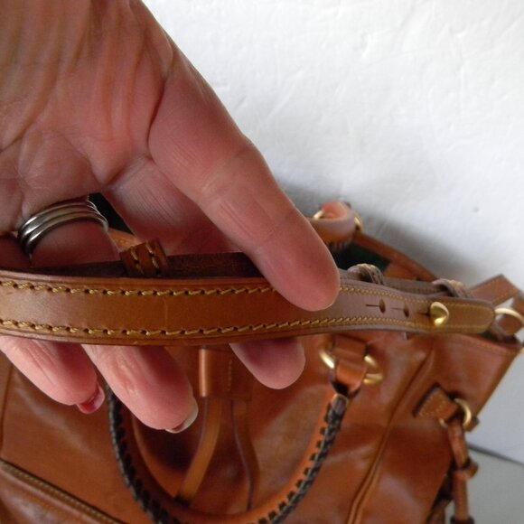 DOONEY & BOURKE FLORENTINE NATURAL TAN LEATHER BUCKLEY BUCKET DRAWSTRING BAG - Picture 7 of 16